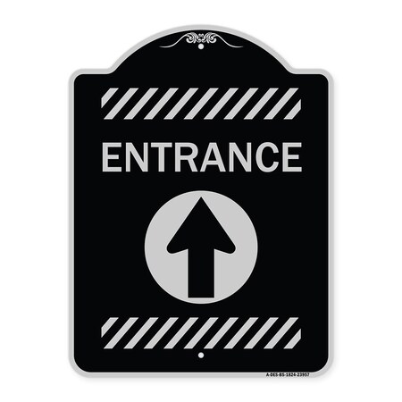 Signmission Flex Post Entrance W/ Straight Ahead Arrowfor Flex Paddle Alum Sign, 18" L, 24" H, BS-1824-23957 A-DES-BS-1824-23957